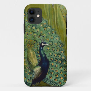 Art Nouveau Lady & Peacock Vintage Illustration iPhone 11 Case