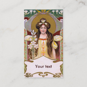 Art Nouveau Lady with Lilies Business Card