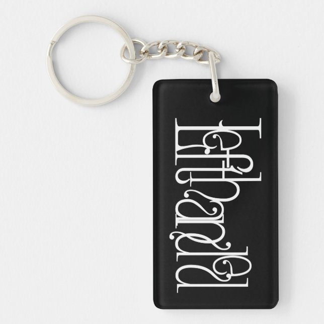 Art Nouveau Lefthanded Typography Design Keychain (Front)