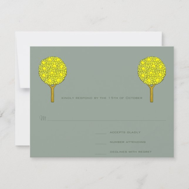 Art Nouveau Lemon Tree RSVP Response Card (Front)