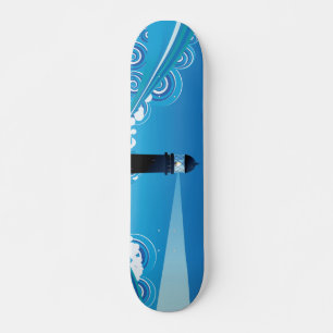 Art nouveau lighthouse in the sea skateboard