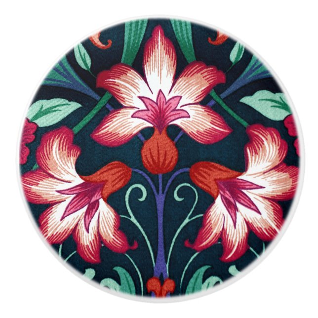 Art Nouveau Lilies Ceramic Knob (Front)