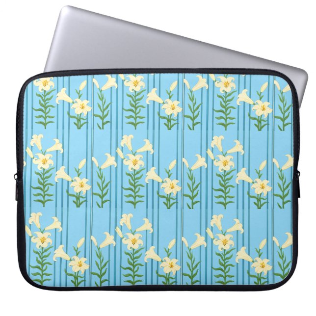 Art nouveau lilies laptop sleeve (Front)