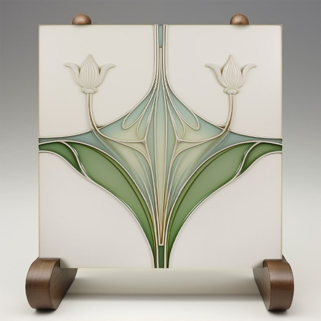 Art Nouveau Lily Elegance Ceramic Tile (Creator Uploaded)