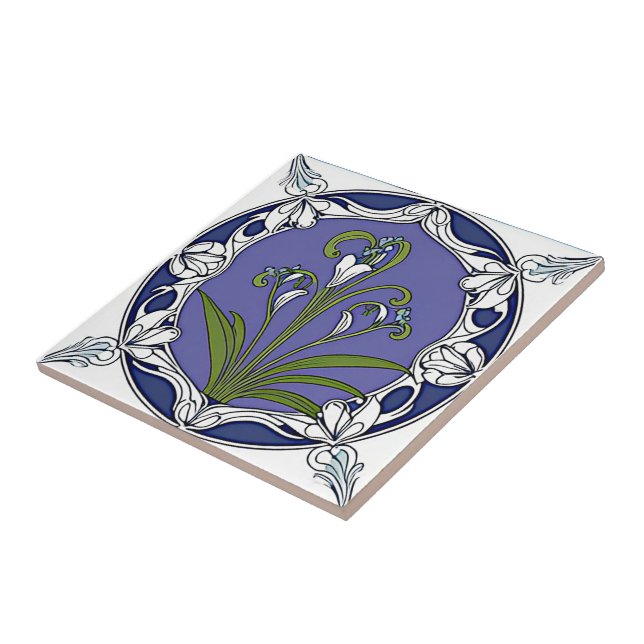 Art nouveau lily flower pattern tile (Side)