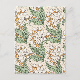 Art nouveau lily of the valley flower pattern LRG Postcard