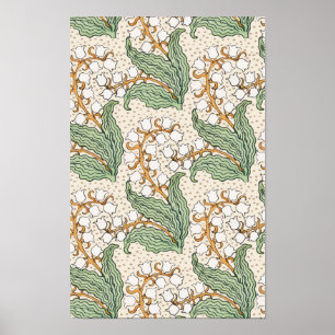 Art nouveau lily of the valley flower pattern SM Poster