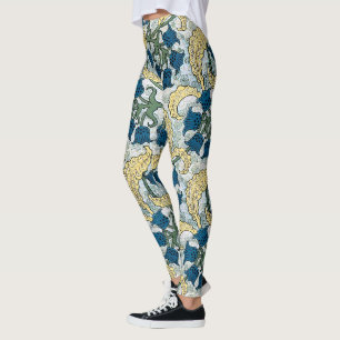 Art Nouveau Lily of the Valley Flower Verneuil  Leggings