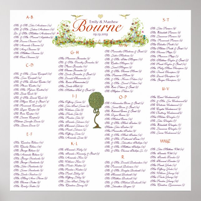 Art Nouveau Love Bird Wedding Poster (Front)