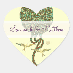 Art Nouveau Love Bird Wedding Stickers Seals