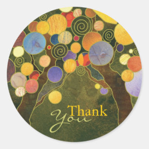 Art Nouveau Love Trees Wedding Thank You Classic Round Sticker