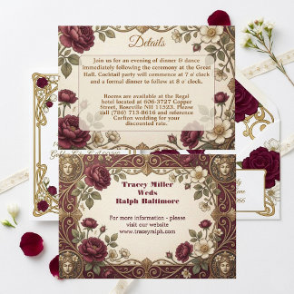 Art Nouveau Luxury Gold Ornate Romantic Wedding  Enclosure Card