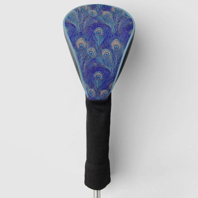 Art Nouveau Luxury Peacock Feather Pattern Golf Head Cover (Front)