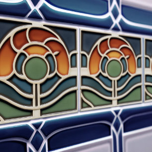 Art Nouveau Mackintosh Rose Ceramic Tile