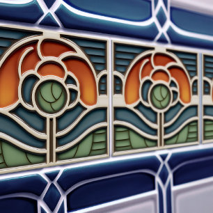 Art Nouveau Mackintosh Rose Ceramic Tile