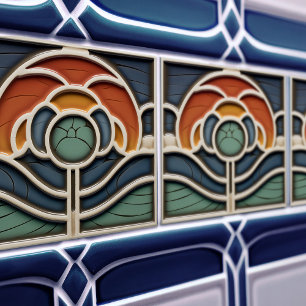 Art Nouveau Mackintosh Rose Ceramic Tile