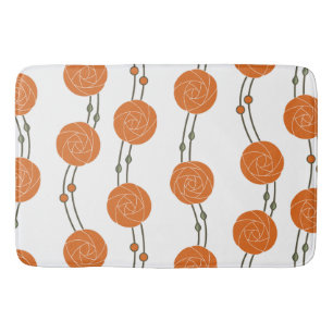 Art Nouveau Mackintosh Rose Stripes Orange Bath Mat
