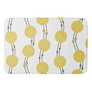 Art Nouveau Mackintosh Rose Stripes Yellow Bath Mat