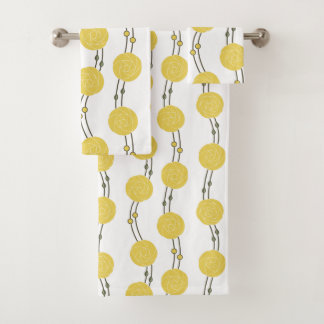 Art Nouveau Mackintosh Rose Stripes Yellow Bath Towel Set