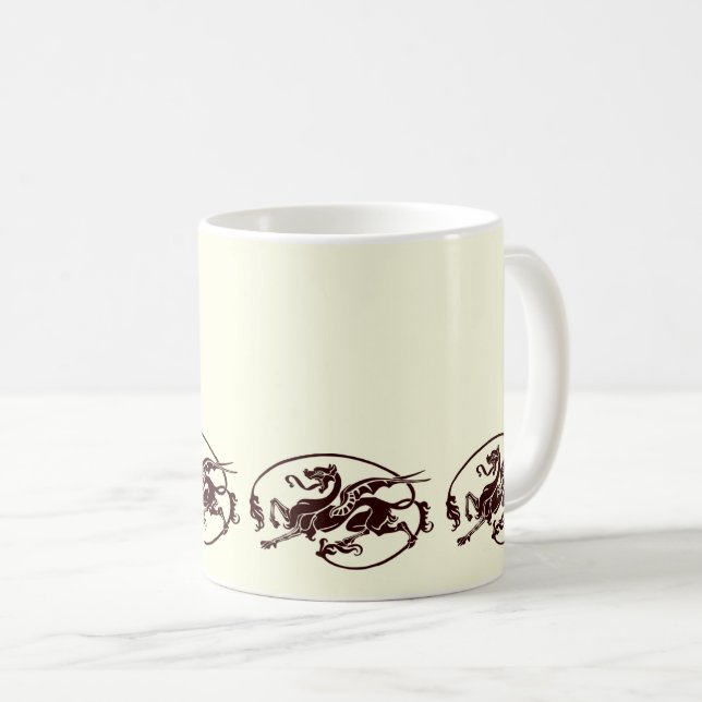 Art Nouveau Magical Dragon Design Coffee Mug (Front Right)