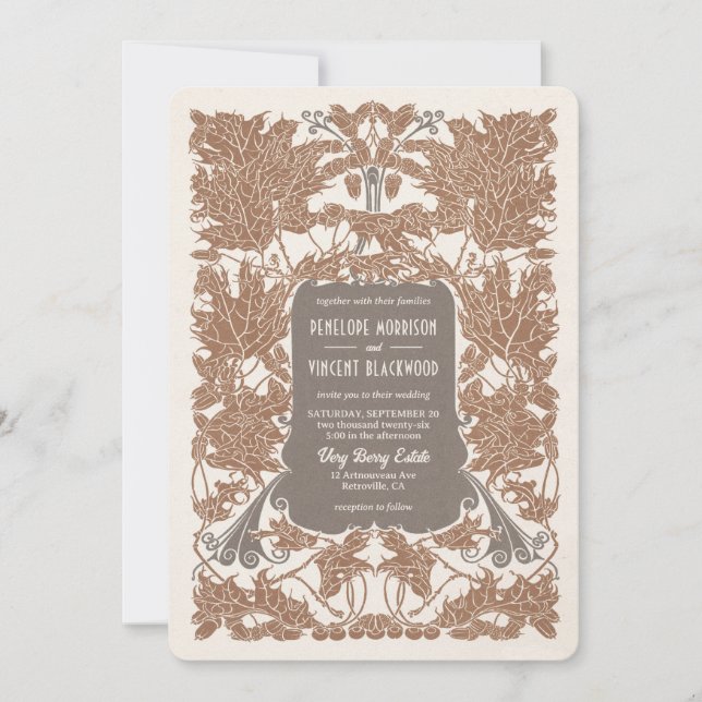 Art Nouveau Majestic Oak Wedding Invitation (Front)