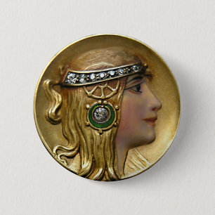 Art Nouveau Medallion 6 Cm Round Badge