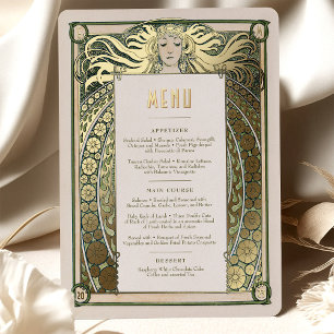 Art Nouveau Menu Card Alphonse Mucha Vintage Deco