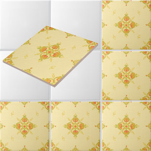 Art Nouveau Mission Style Bands of Tulips pattern Tile
