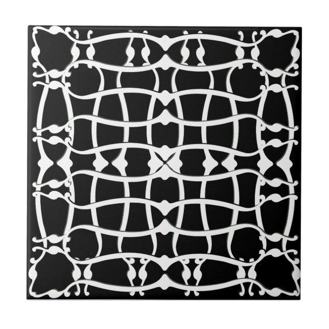 Art nouveau monochromatic pattern ceramic tile (Front)
