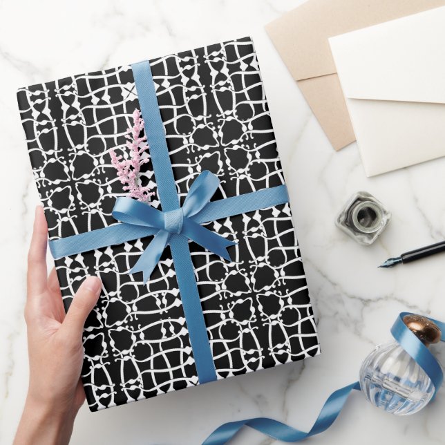 Art nouveau monochromatic pattern  wrapping paper (Gifting)