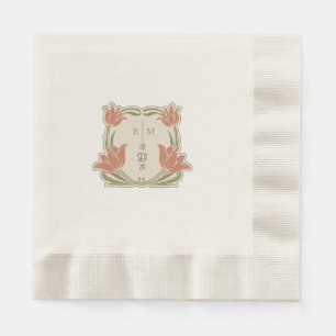 Art Nouveau Monogram Initials Table Decor Napkin