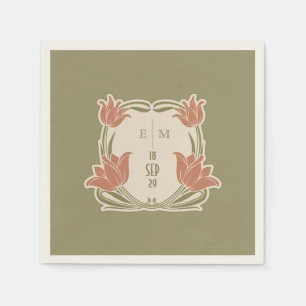 Art Nouveau Monogram Initials Table Decor Napkin