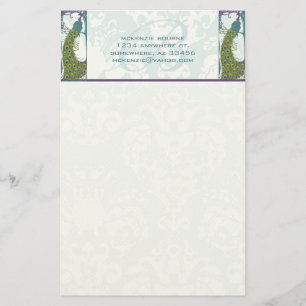 Art Nouveau Monogram Peacock Stationery