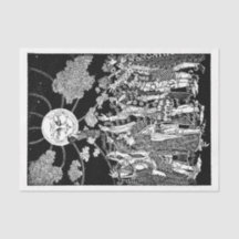 Art Nouveau Moon People Drawing Decoupage