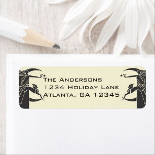 Art Nouveau Moon Woman Star Deer Address Labels