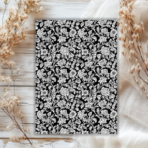 Art nouveau Morris black and white flowers tissue  Paper