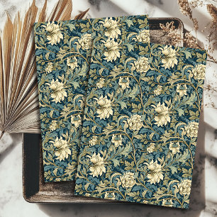 Art nouveau Morris ivory beige flowers sage pastel Tissue Paper