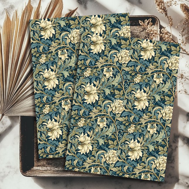 Art nouveau Morris ivory beige flowers sage pastel Tissue Paper (Art nouveau Morris ivory beige flowers sage pastel Tissue Paper)