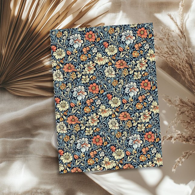 Art nouveau Morris ivory peach white flowers blue Tissue Paper (Art nouveau Morris ivory peach white flowers blue Tissue Paper)