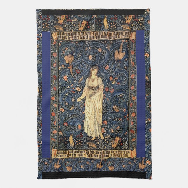 Art Nouveau Morris Lady Bird Animal Flower Towel (Vertical)