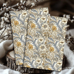 Art nouveau Morris pastel blue ivory white flowers Tissue Paper