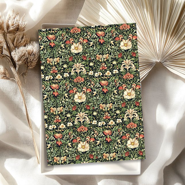 Art nouveau Morris pastel green peach blush flower Tissue Paper (Art nouveau Morris pastel green peach blush flower Tissue Paper)