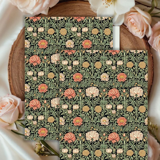 Art nouveau Morris pastel green peach blush flower Tissue Paper (Art nouveau Morris pastel green peach blush flower Tissue Paper)