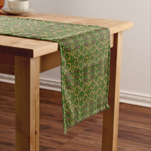 Art Nouveau Moth & Orchid folk art calico green Short Table Runner