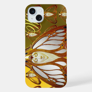ART NOUVEAU MOTH WOMAN GEM MONOGRAM iPhone 15 PLUS CASE