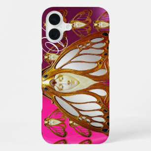 ART NOUVEAU MOTH WOMAN GEM MONOGRAM PINK PURPLE iPhone 16 PLUS CASE