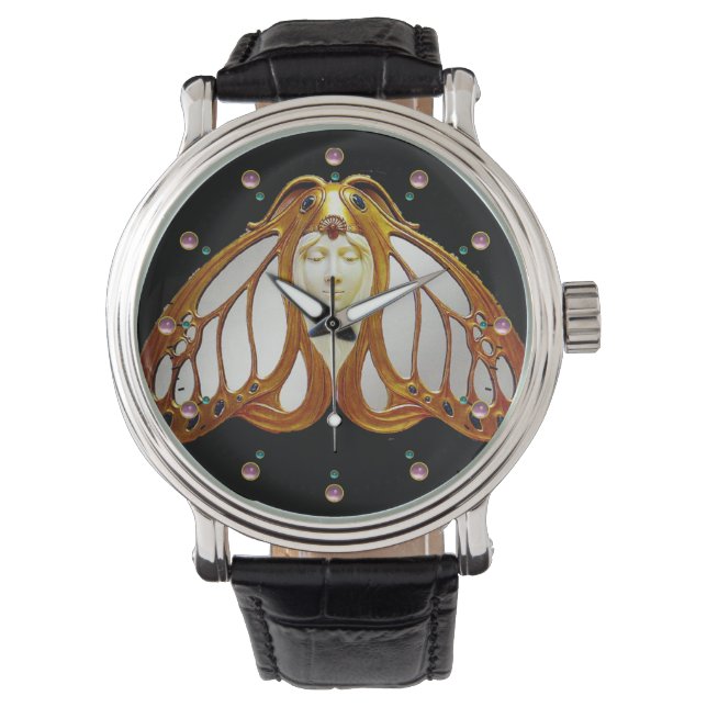 ART NOUVEAU MOTH WOMAN WATCH (Front)