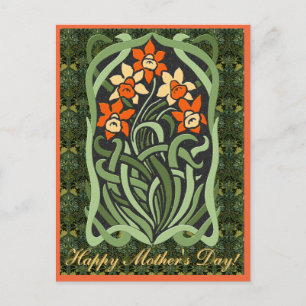 Art Nouveau Mothers Day Daffodils (Personalised) Postcard
