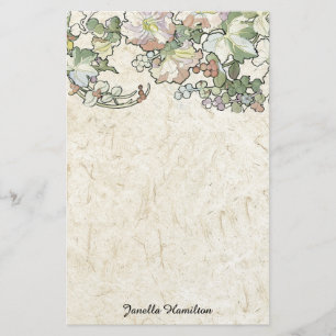 Art Nouveau Mucha Hollyhock Flowers Stationery