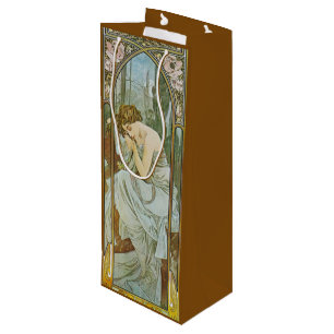 Art Nouveau Mucha Lady Sleeping Night's Rest Wine Gift Bag